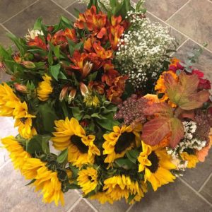 Flowers in a bucket