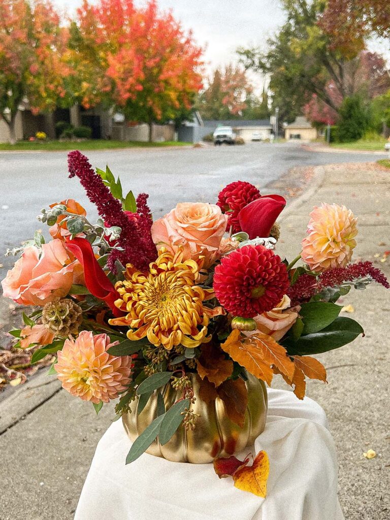 Thanksgiving centerpiece arranged by Bloom Sacramento