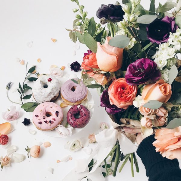 Flowers from Bloom and Bloomonade will be paired with treats from Sweet Dozen Doughnuts in Sacramento.