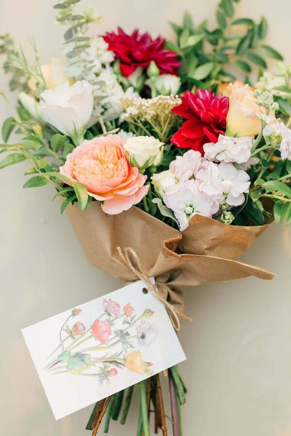 Arranged bouquet of locally grown flowers from Bloom Sacramento.