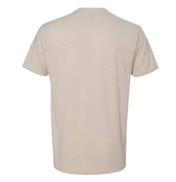 Blank back of sand colored T-shirt
