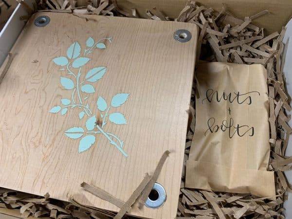 Wooden flower press in box