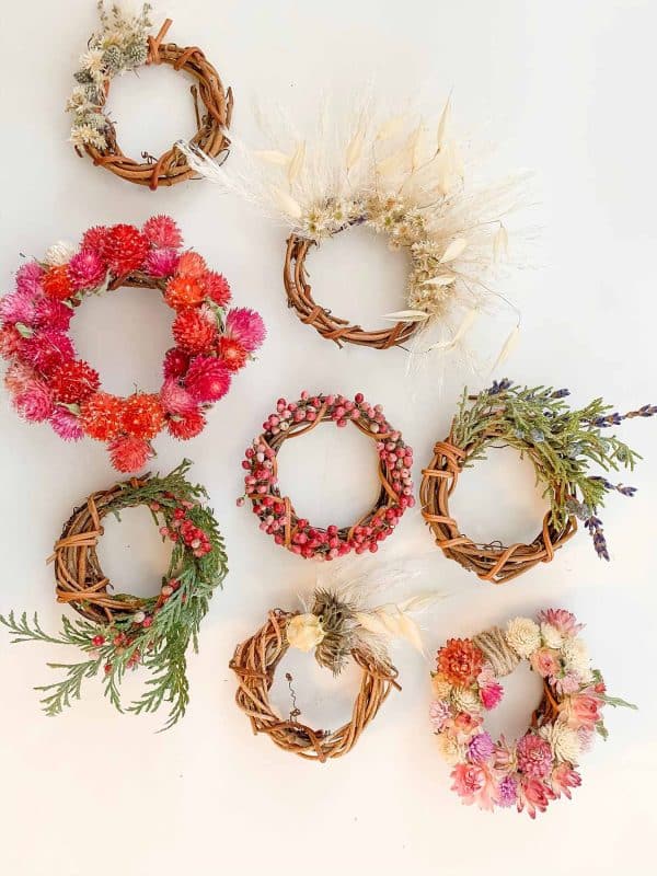 Mini wreaths created by Bloom Sacramento