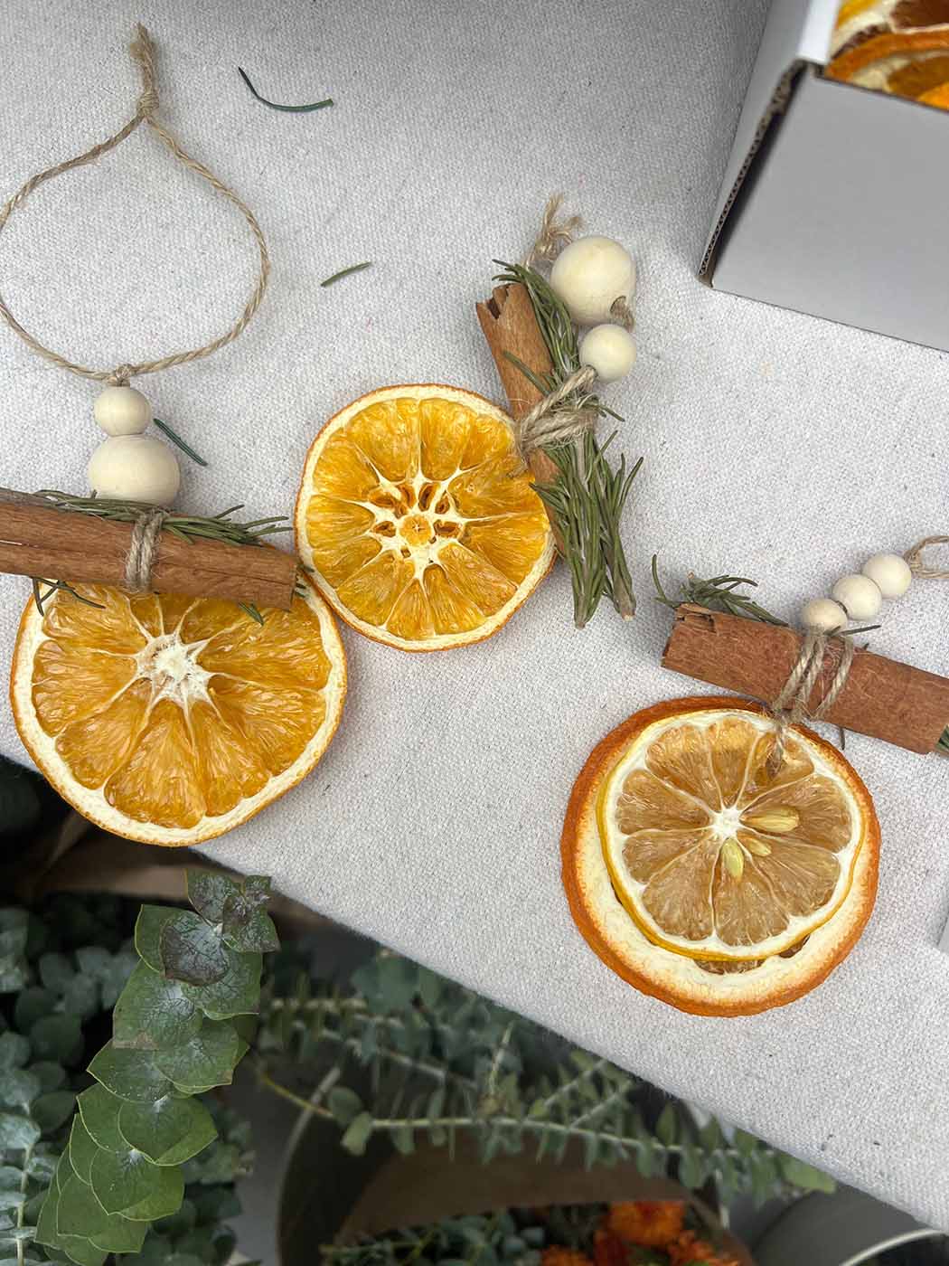 Ornaments made from dried oranges